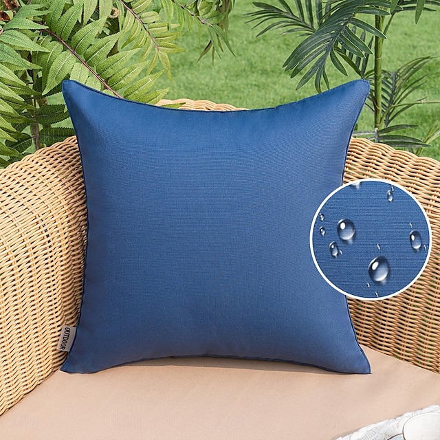  Solid Color Pillowcase Outdoor Waterproof Technology Pillowcase Coated Outdoor Garden Sofa Cushion Modern Simple 1pc