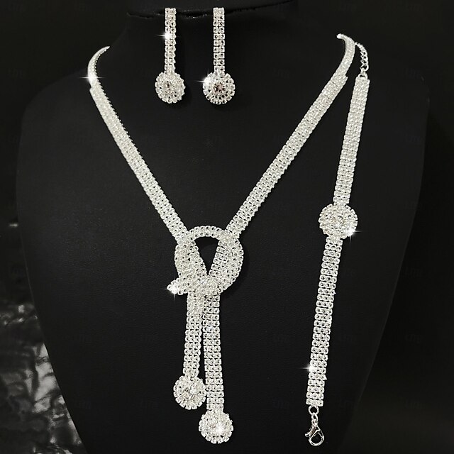  Brude smykker sett 1set Strass Legering Øredobber Halskjeder Armbånd Dame Elegant Mote Stilfull Smykkesett Til Bryllup Fest Spesiell Leilighet