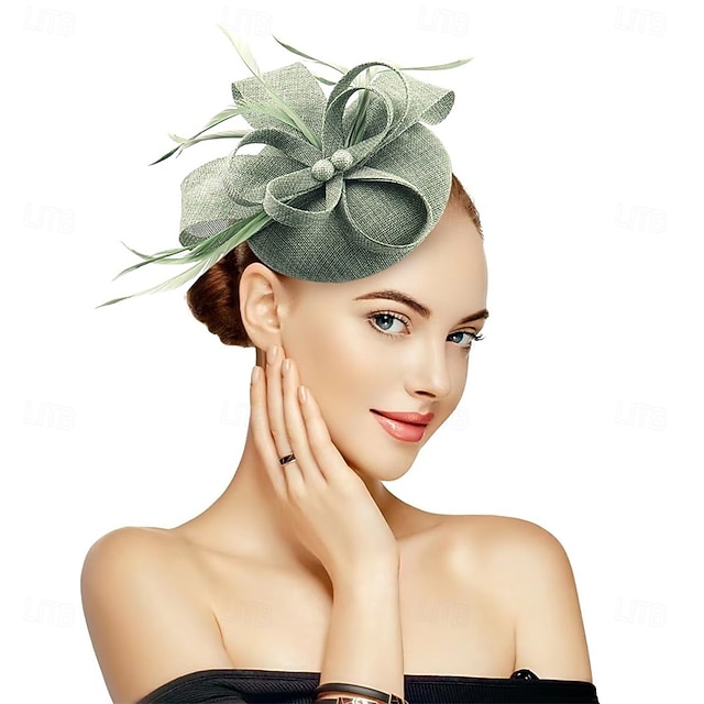  Stroik Sinamay Kapelusz Fedora Ślub Wieczorna impreza Herbaciane przyjęcie Wyścigi konne koktajl Zabytkowe Śłodkie Z Pióro Kwiaty Winieta Nakrycia Głowy