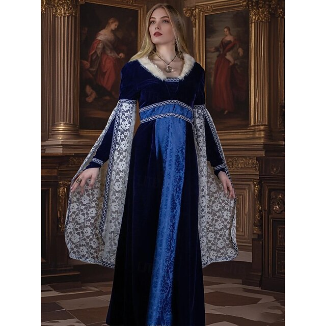  Medieval Renaissance Dress Viking Celtic Knight Women's Viking Royal Halloween Carnival Masquerade Performance LARP Ren Faire Adults' Dress