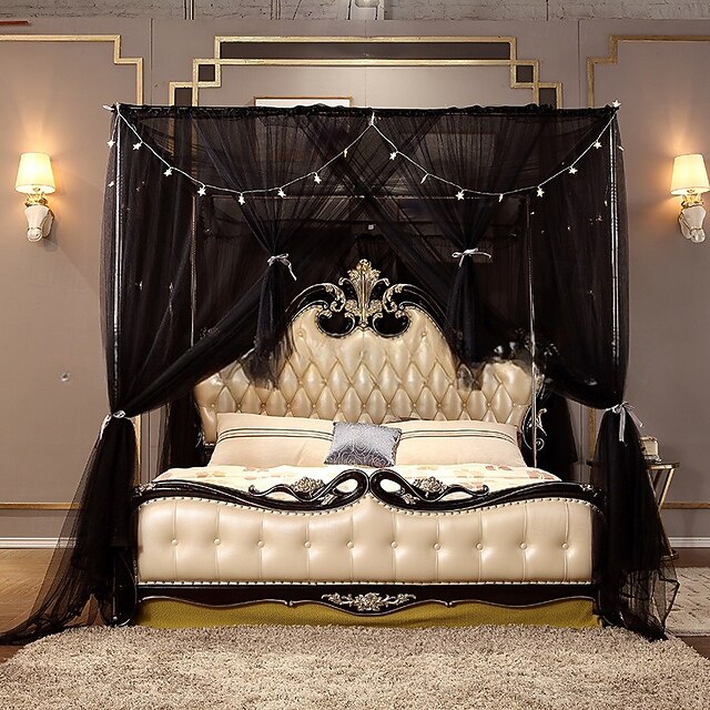 Princess Style Mosquito Net Bed Canopy Palace with Four Doors Encrypted Fantasy Square Top Mosquito Netting Bed4