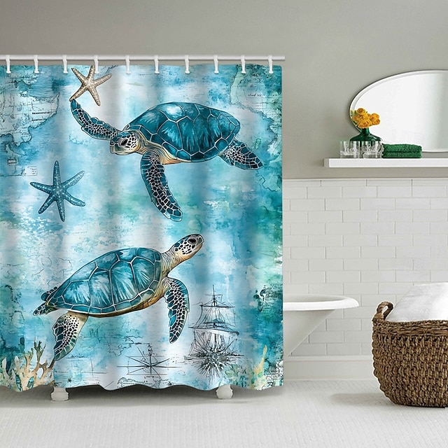 Xiaoterna Ozean Duschvorhang 180x180cm - Unterwasserwelt Mit Fischen & Schildkröten