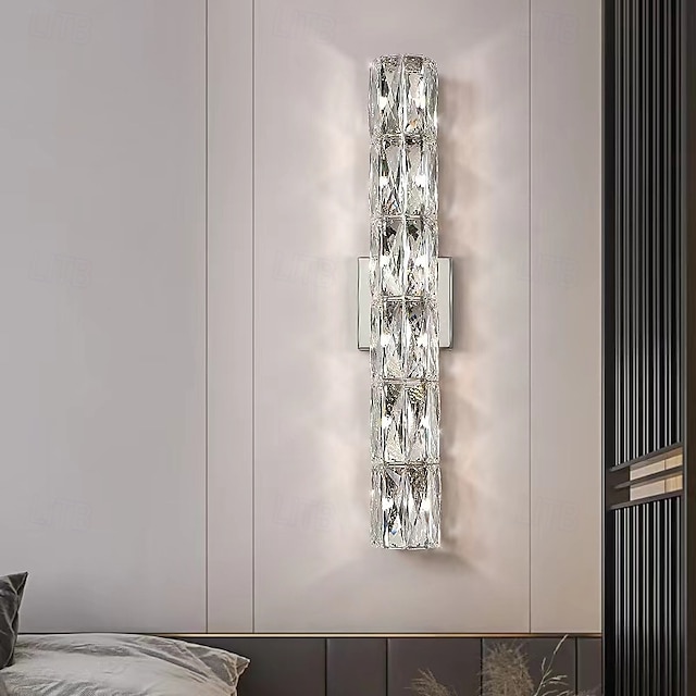  led væglampe varm hvid vægmontering lysarmatur rektangulære indendørs display hylder væglamper elegant krystal anti rust 110-240v