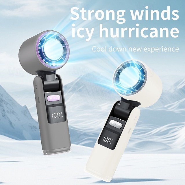  Αναδιπλούμενο Dual-Use Επιτραπέζιο και Χειρός Fan με Ψηφιακή Εμφάνιση 100-Ταχύτητες Ρύθμισης Ψυκτική Ικανότητα Πάγου και 4000mAh Μακράς Διάρκειας Μπαταρία