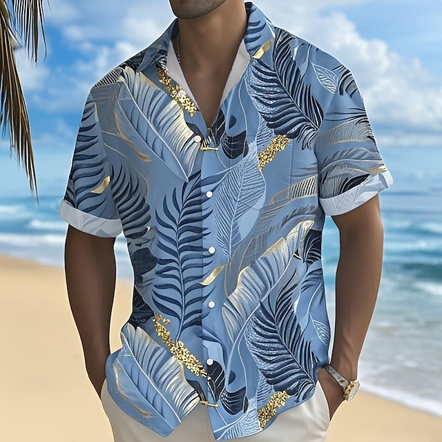  Per uomo Palma di Cocco Piante Tropicali Camicia Camicia hawaiana estiva Camicia con Bottoni Manica Corta Hawaiano Vacanza Ferie Abbigliamento mare Estate Primavera Collo ripiegato Stampa 3D camicie
