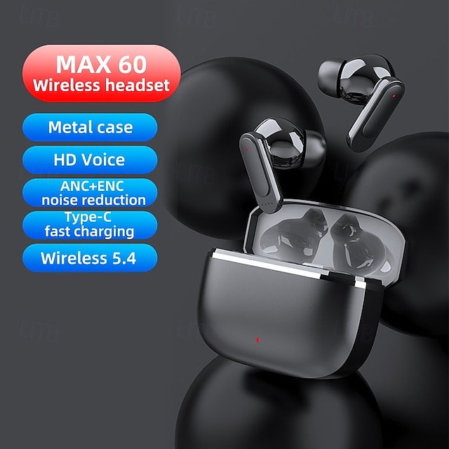  Cuffie Gaming In-Ear Max 60 Bluetooth 5.3 Design Ergonomico Stereo Suono Surround per Fitness e Cellulari