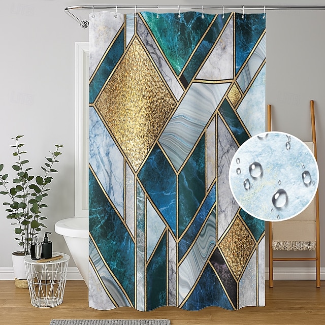  Cortina de Chuveiro com Ganchos 180cm*180cm(70