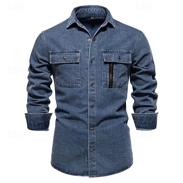  Herren Hemd Sommerhemd Freizeithemd Strandhemd Knopfhemd Schwarz Dunkelblau Leicht Blau Langarm Einfach Revers Urlaub Hawaiianisch Tasche Bekleidung 100% Baumwolle Mode Lässig Bequem
