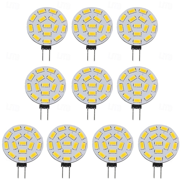  G4 Bi-pin Base LED Light Bulbs 10-30V G4 15 SMD 5730 LED Corn Light Equivalent to 20W Halogen Bulb Replacement for Interior decorative lights Chandelier Crystal Light 10Pcs