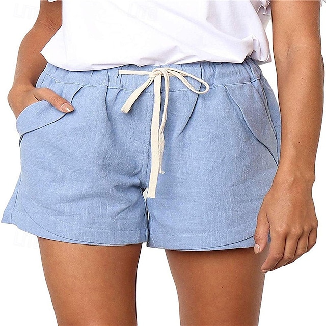  Dámské šortky baggy kalhoty chinos móda streetwear základní krátké vysoký pas jednobarevné kapsy elastický pás pohodlné měkké mikroelastické venkovní ulice černá khaki světle modrá šedá léto