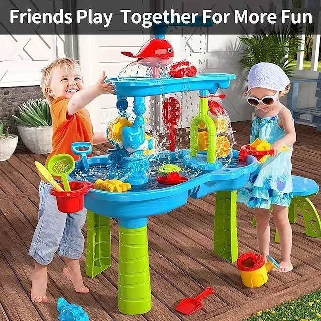  Water Table for Toddler 3-5 1-3 - Outdoor Kids Water Table - Sand Sensory Table Beach Summer Toys Sandbox Activity Table Outdside Water Toys Splash Table Water Table for Girls 3-5 4-8 Pink