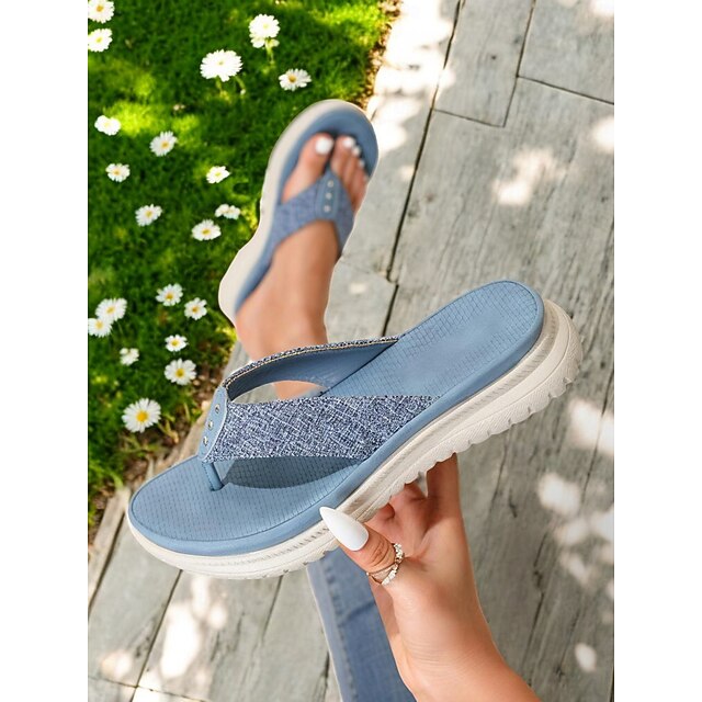  flip flop-sandaler för kvinnor med vadderad sula – avslappnade lätta slip-on skor för sommarpromenader och stranddagar