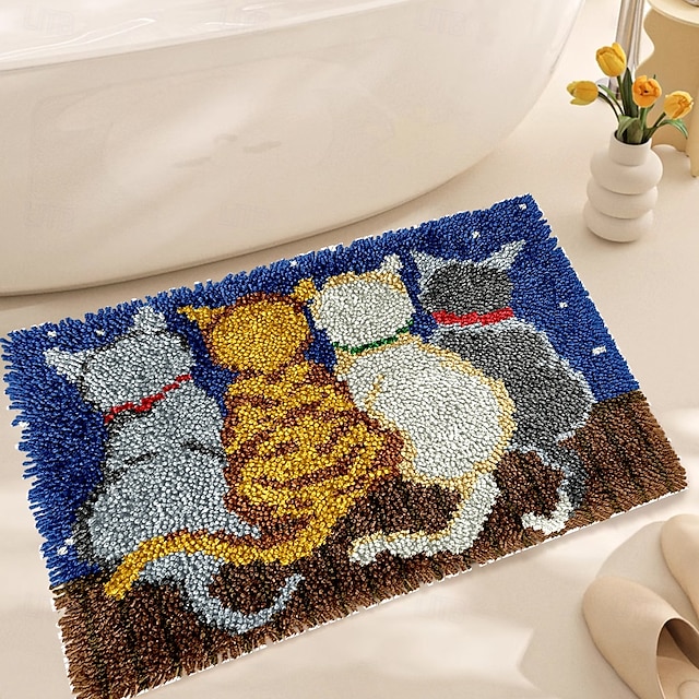  spärrhake kit gör det själv badrumsmatta hantverkssats virkat garn kuddsats för nybörjare hantverk tryckta mattor broderi set för vuxna mors dag presenter