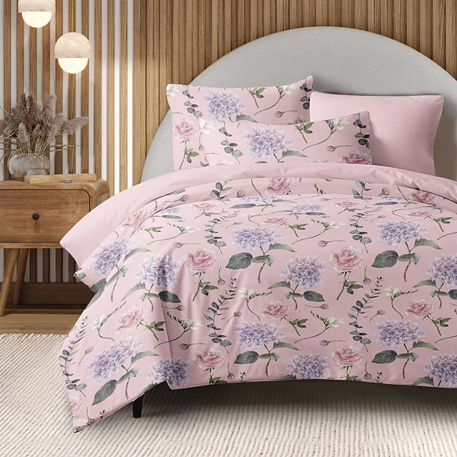  Kukkainen peitteen päällinen setti 100% puuvillaa pehmeä ja hengittävä vuodevaatteet joissa on värikkäitä kukkia kevyt ja kestävä peitto mukava kaikille vuodenaikoille helppo huoltaa