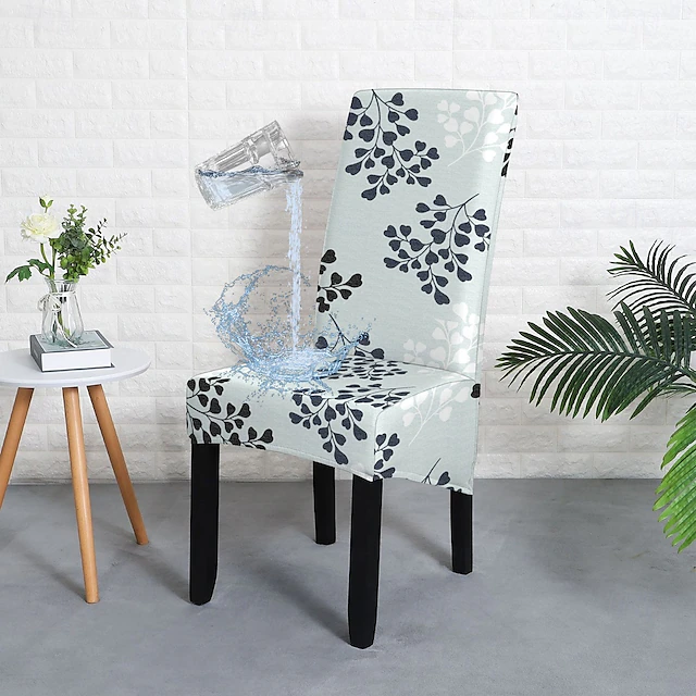 Waterproof Floral Dining Chair Covers, Stretch Chair Cover, Spandex High back Chair Protector Covers Seat Slipcover with Elastic Band for Dining Room,Wedding, Ceremony, Banquet 28
