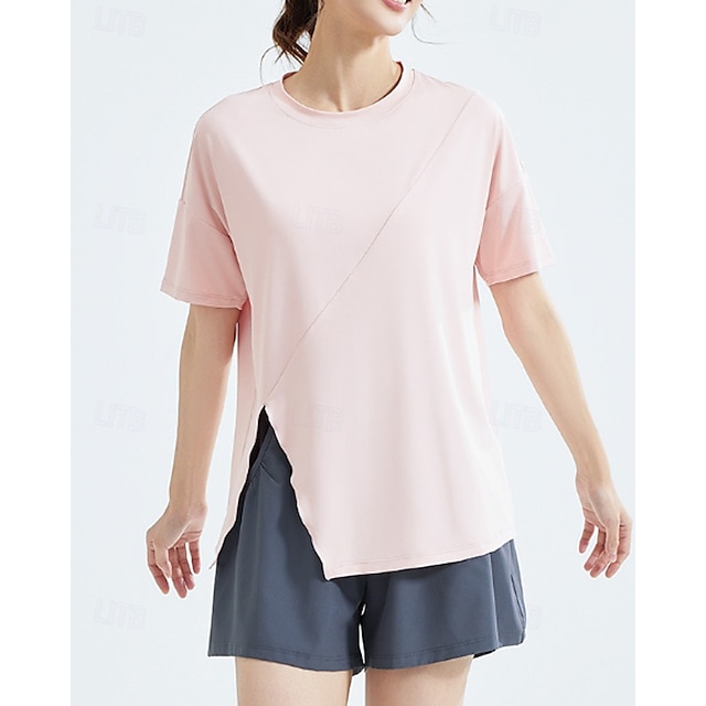  US Open Women's Tops Sport Shirt Tennis Shirt Short Sleeve Split Side Split Tennis Golf Pickleball Crew Neck Solid Colored Top Black White Pink Tennis Clothing
