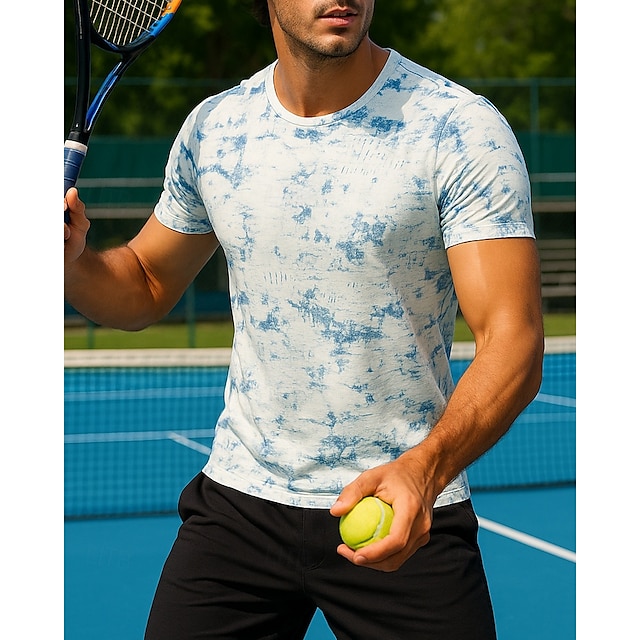  US Open Homme T-shirt de sport Chemise de tennis T-shirt de tennis Manches courtes Respirant Évacuation de l'Humidité Évacuation de la transpiration Yoga Tennis Le golf Col ras du cou Teinture par