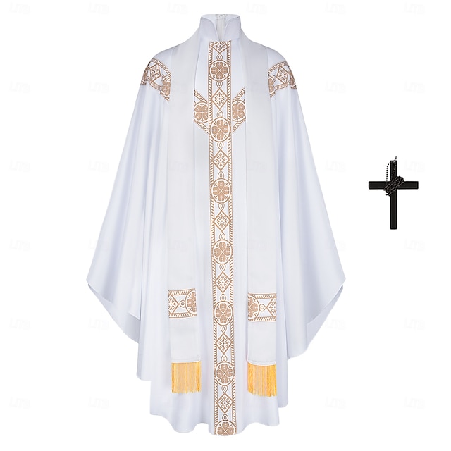  Retro Vintage Medieval Renascentista manto Batina Sacerdote Estampado Homens Real Dia Das Bruxas Carnaval Mascarilha Adulto Capa
