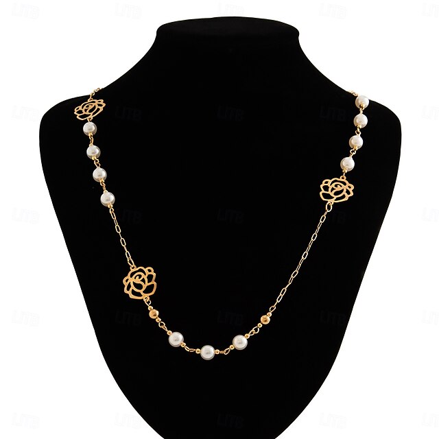  Collier Sautoir Perle d'imitation Femmes Élégant Mode Mignon Perles Mignon Rond Colliers Tendance Pour Mariage Soirée Quotidien