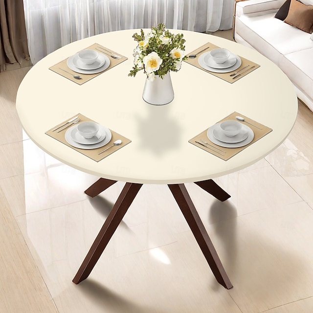 capas para casa deluxe capa de mesa de vinil com elástico e forro de flanela grande padrão redondo oblongo oval