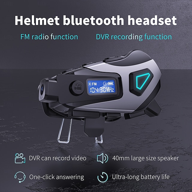 Casque Bluetooth K10 avec enregistrement DVR, radio FM, assistant vocal, réduction du bruit CVC, étanchéité IPX8, batterie 40h, audio HiFi pour la conduite à moto
