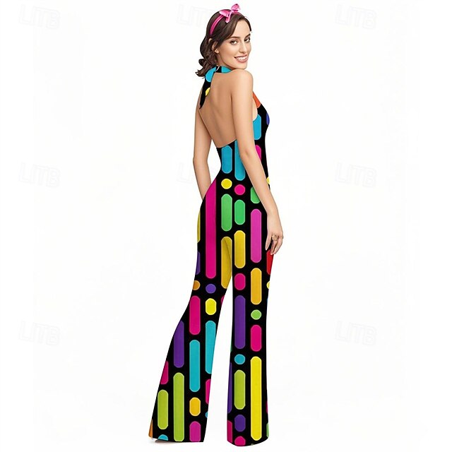  Retro / vintage Anii 1970 Macabru Pantaloni cu clopot Salopetă Hippie Disc Geometică Psihedelic Pentru femei Halloween Carnaval Vacanță festival de muzică Festival Adulți Salopetă