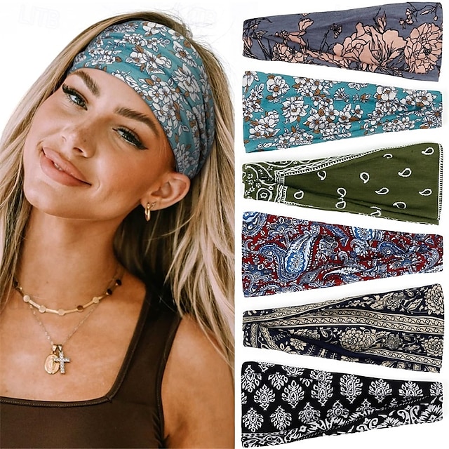  Fasce per capelli da donna in stile boho, elastiche, antiscivolo, larghe e spesse, in tessuto morbido, alla moda, accessori per capelli corti da donna.