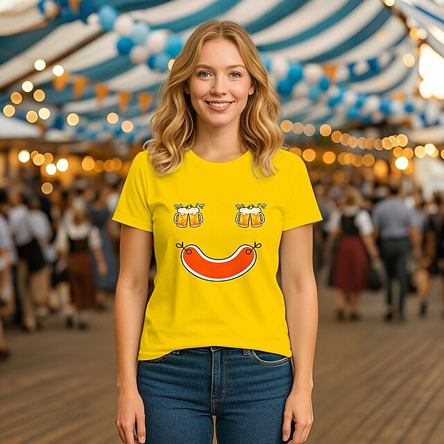  Oktoberfest Öl T-shirt Bayersk München Tyska Grafisk Till Dam Vuxna Oktoberfest öl Varmstämpling Ledigt / vardag