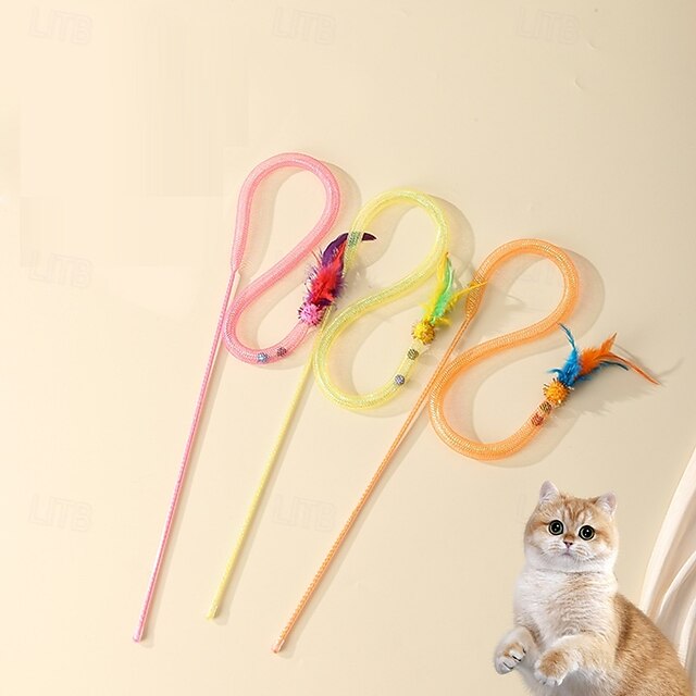  Brinquedo com Penas Brinquedo interativo com Removível Durável Exercício para animais de estimação Liberando Pressão Pet Training para Gatos Gatinho Interior Exterior Brinquedos Para Pet