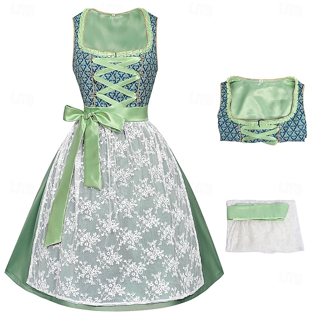  Cerveza Oktoberfest Oktoberfest Vestidos Mucama bávaro prados Mujer Carnaval Fiesta Festival de Cerveza Paño de estilo tradicional Vestido Delantal Sin blusa