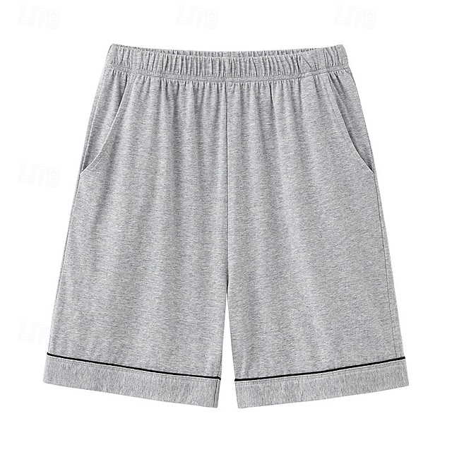  Herr Vardagsklädsel Pyjamasshorts Slät Mode Klassisk Ledigt Hem Dagligen Säng Bomull Komfort Andningsfunktion Mjuk Shorts Elastisk midja Sommar Svart Blå
