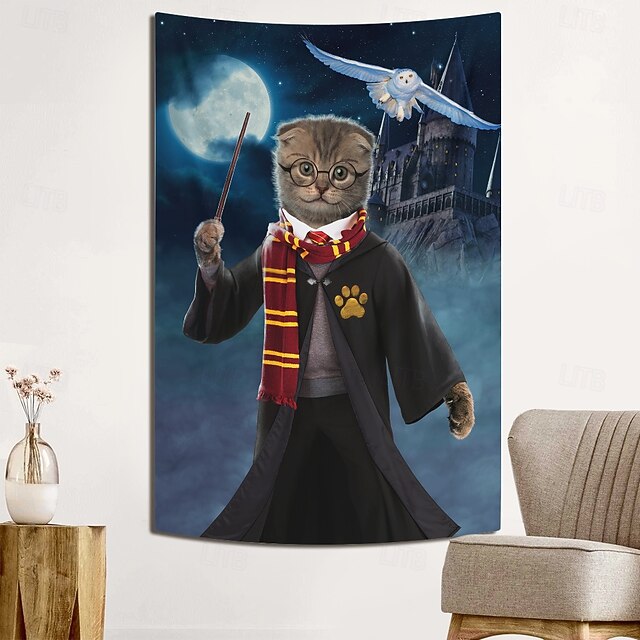 "Hairy Pawter" Vincent Hie Hanging Tapestry Wall Art Large Tapestry Mural Decor Photograph Backdrop Blanket Curtain Home Bedroom Living Room Decoration4