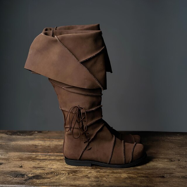 Medieval Renaissance Shoes Knee High Boots Flat Jazz Boots Fancy Dress ...