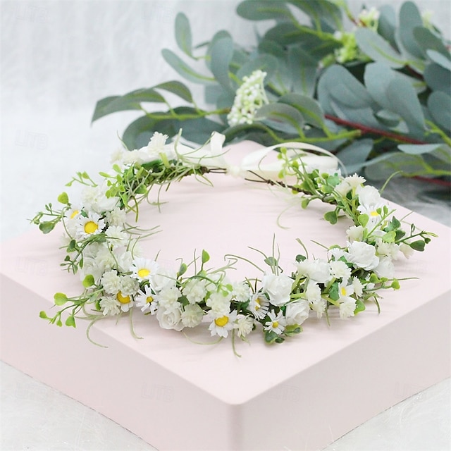  Boheemse haaraccessoires, boshuwelijksbloemhoofdband, groene bloemenkrans, foto-accessoire