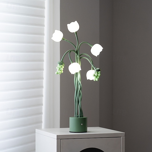  LED-blomsterbordlampe valentinsdag skrivebordslampe bryllup bursdagsfest hjem soverom nattlys usb-drevet avtakbar valentinsdag