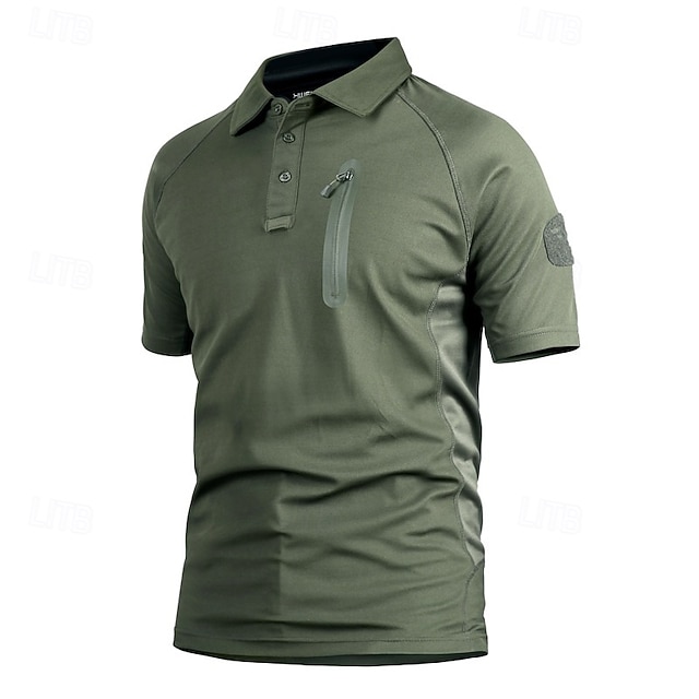  Herren Golfshirt Golf Poloshirts Arbeit Lässig Revers Kurzarm Basic Modern Einfach Tarnung Knöpfe Sommer Normale Passform Schwarz Tarnung Grün Khaki Golfshirt