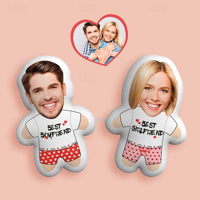 Custom Face Photo Pillow Couple Personalized Gift Toy Plush Doll Link with a Line Ideal Gift for Her Him Best Girfriend Boyfriend4