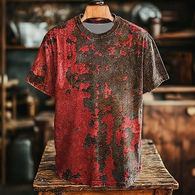 Men's Abstract T Shirt Short Sleeve T shirt 3D Print Crew Neck Shirt Retro Vintage Vintage Retro Party Street Casual Red Summer Spring All Seasons Clothing Apparel S M L XL XXL XXXL 4XL4