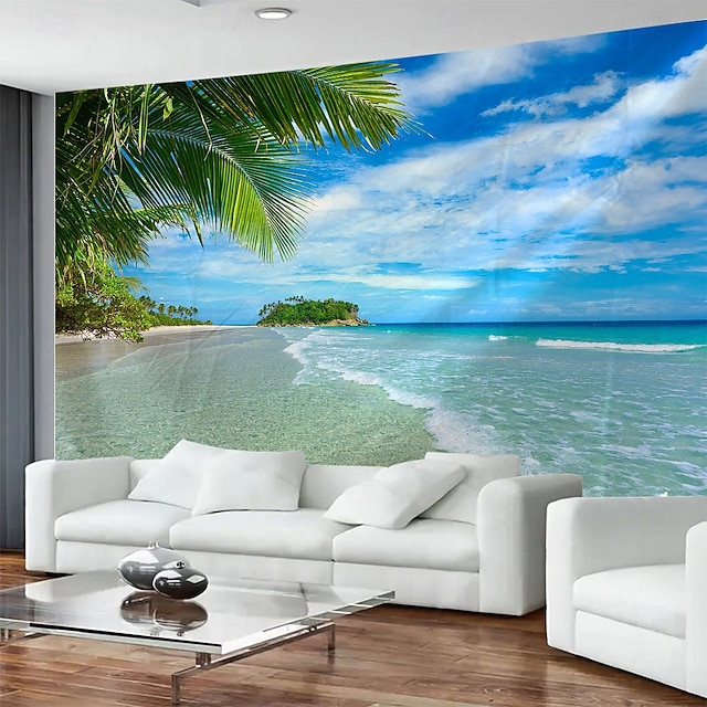  havutsikt strand skjell landskap hengende billedvev veggmaleri kunst stort billedvev veggmaleri dekorasjon bilder bakgrunn teppe gardiner hjem soverom stue dekorasjon