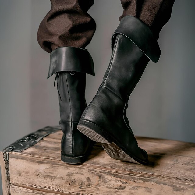 Medieval Renaissance Shoes Knee High Boots Flat Jazz Boots Fancy Dress ...