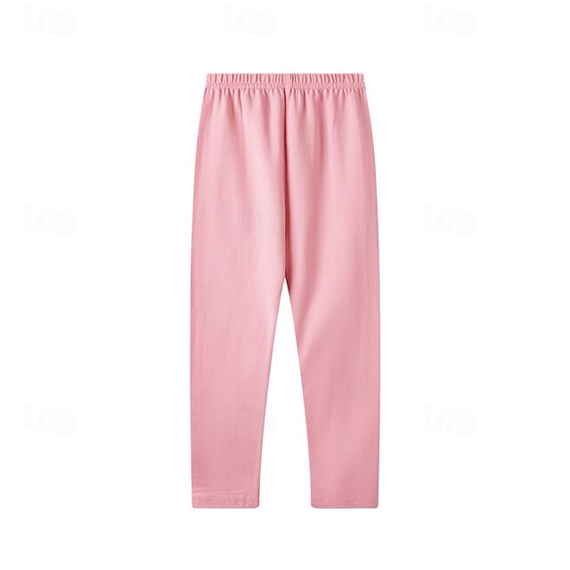  Børn Pige Leggings Helfarve Gade udendørs 4-12 år Sommer Sort Hvid Lyserød