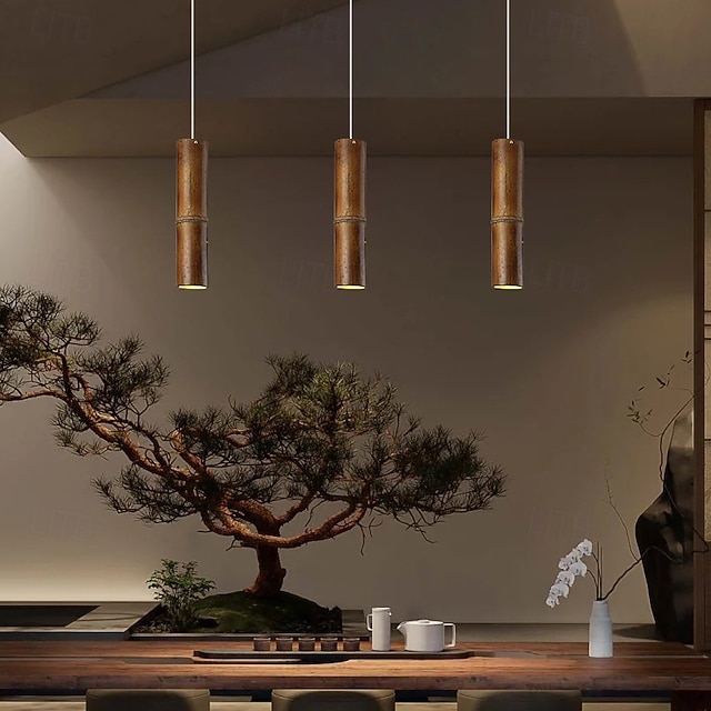  LED-es függeszték bambuszból, modern konyhasziget lámpatest, állítható függeszték konyhaszigetre, fekete arany LED-es csillár étkezőbe, hálószobába, mini függesztékek (1 db-os csomag)