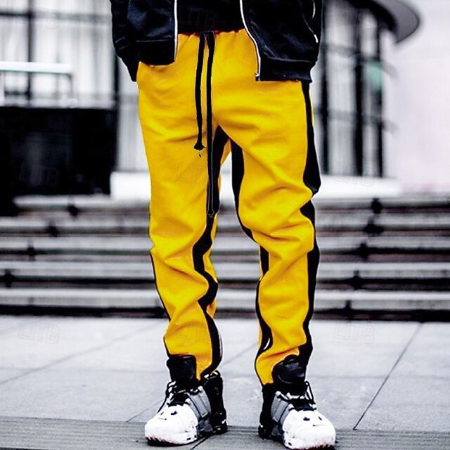 Men's Sweatpants Joggers Pocket Drawstring Elastic Waist Color Block Comfort Breathable Outdoor Daily Going out Fashion Hip-Hop Yellow4