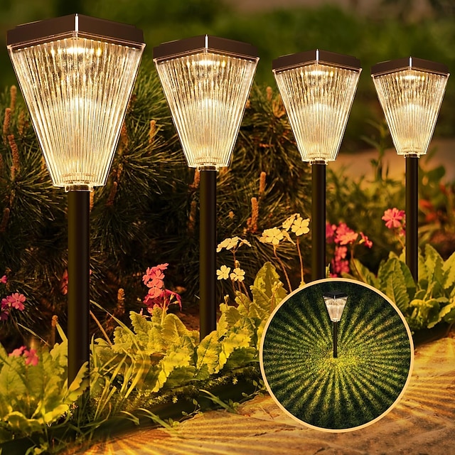  Solar Pathway Lights for Outside Super Bright Solar Driveway Lights Outdoor Waterproof Auto On/Off Solar Garden Fence Lights Solar Powered Post Landscape Decor Lighting for Path Yard Walkway