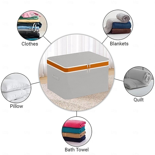  Opbevaringspose til tøj under sengen med dobbelt lynlås, foldbar garderobeopbevaringsboks, dobbeltlags opbevaringsbeholder i oxfordstof, bærbar opbevaringsboks til tøj og sengetøj