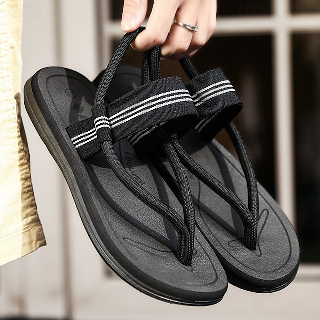  Men's Gray Woven Flip-Flops with Arch Support – Casual Beach Sandals for Poolside, Vacation and Everyday Summer Comfort
