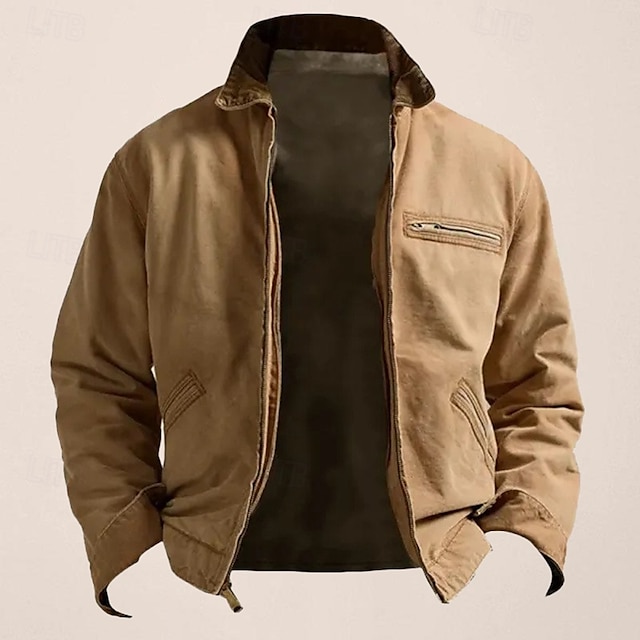  Per uomo Giacca Leggera Giacca Estiva Giacca utility Giacca Cargo Vacanza Quotidiano Resistente all'usura Tasca Primavera & Autunno Semplice Moda Classico Bavero Regolare Rosa Verde Cachi Grigio