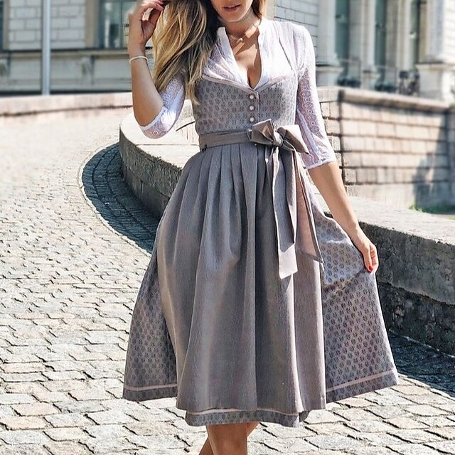  Oktoberfest Jurken Dirndl Trachtenkleider hulp in de huishouding Bavarian Duits Weiden Dames Doek in traditionele stijl Kleding Schort Zonder blouse