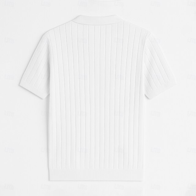 Casual Daily Solid Color Patchwork Knit POLO collar Sweaters main image 0