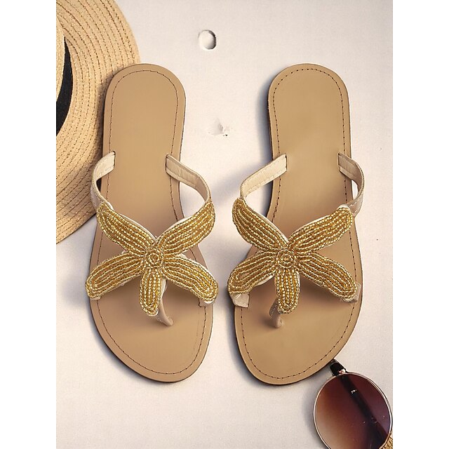  sandálias femininas estilo boho com contas em formato de estrela do mar – chinelos de praia artesanais para férias de verão e uso em resorts